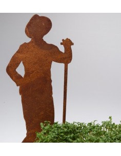 Rost Mini Gärtner "Gerhard" Höhe 30 cm auf Platte Metalldeko günstig
