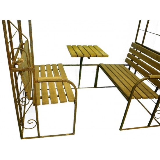 Pavillons "Carisma" mit Massivholzbank Eiche, Edelrost unbehandelt