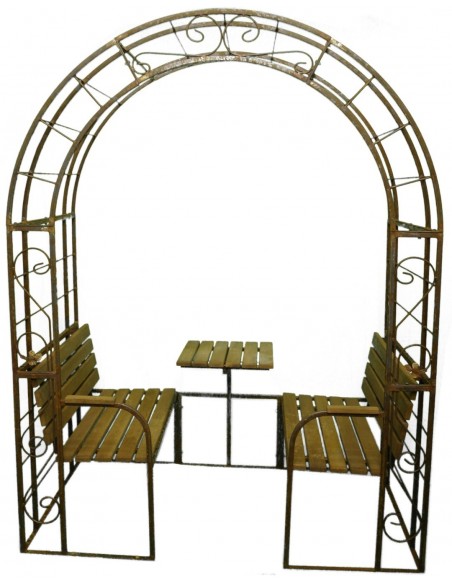 Pavillons "Carisma" mit Massivholzbank Eiche, Edelrost unbehandelt