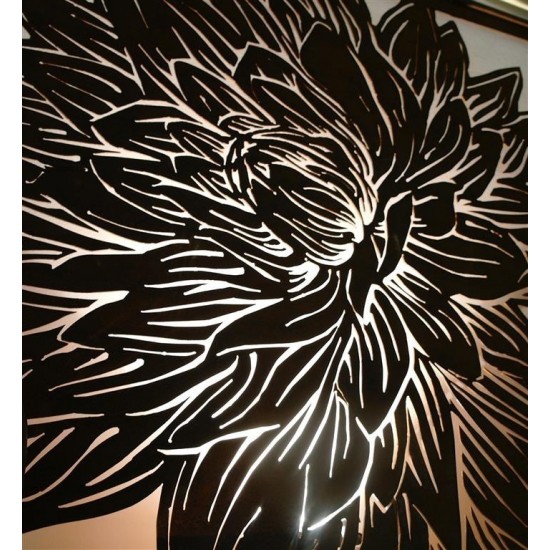 Gartendeko Rost Dahlien Paravent 1,50 x 1,20 m als Sichtschutz oder Wandbild  Edelrost 