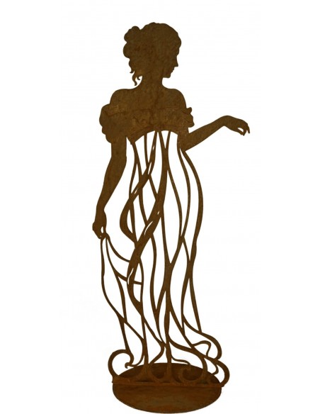 Rankhilfe Metall als Silhuette einer französischen Dame im Kleid "Signorina anmutig" mit Steckverbindung