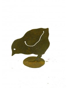 Edelrost Küken pickend, Höhe 8 cm