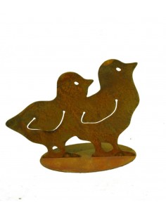 Edelrost Küken 2er Gruppe stehend, Höhe 10 cm