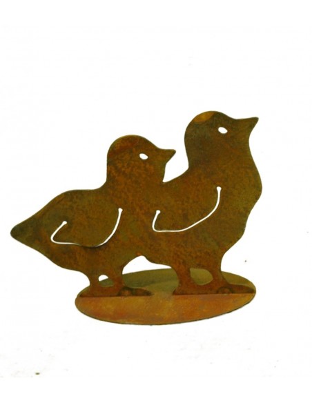 Edelrost Küken 2er Gruppe stehend, Höhe 10 cm