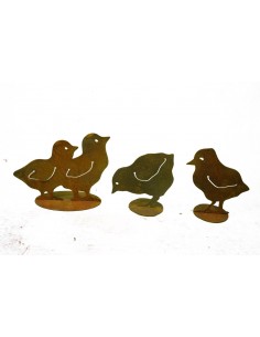 Edelrost Küken 2er Gruppe stehend, Höhe 10 cm 2
