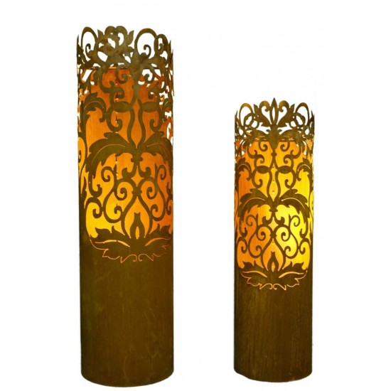 Rostsäule zum Beleuchten mit Barok Muster