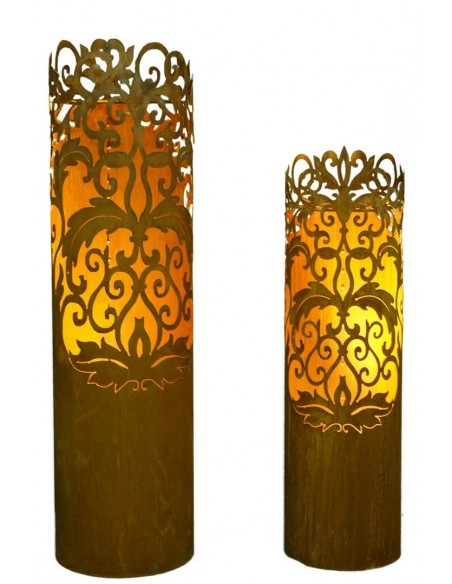Rostsäule zum Beleuchten mit Barok Muster