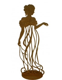Rankhilfe Metall als Silhuette einer französischen Dame im Kleid "Signorina anmutig" auf Platte