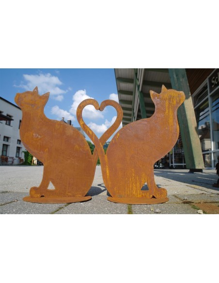 2 Katzen sitzen zusammen udn Schwanz bildet ein Herz am Bauernmarkt Bad Hindelang