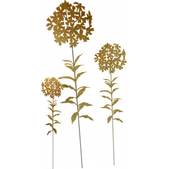 Edelrost Gartenstecker Phlox mit Blättern Ø 30 cm Höhe 145 cm 