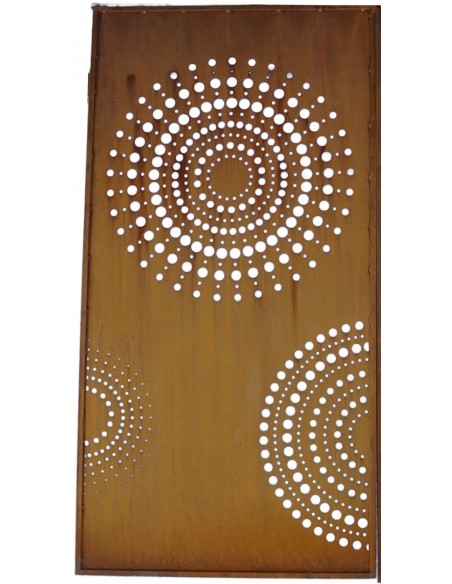 Moderne Sichtschutzwand Metall mit Kreisen 