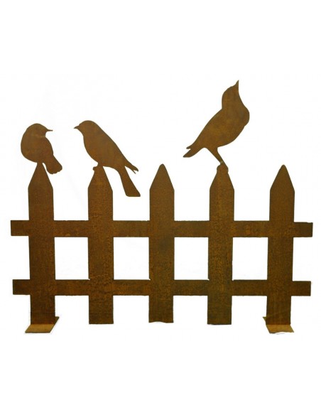 Edelrost Zaun mit Vögeln - atmosphärische Abtrennung für einen herrlichen Garten