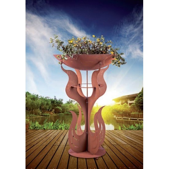 Dekoschale mit Ständer inkl. Edelstahlkugel  - Flammenständer -