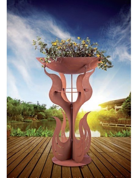 Dekoschale mit Ständer inkl. Edelstahlkugel  - Flammenständer -