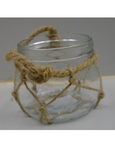 mit Strick umwickeltes Glas zum Aufhängen