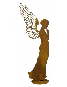Schutzengel gefederte Flügel aus Edelrost Engel Figur Garten Beetstecker Rost 