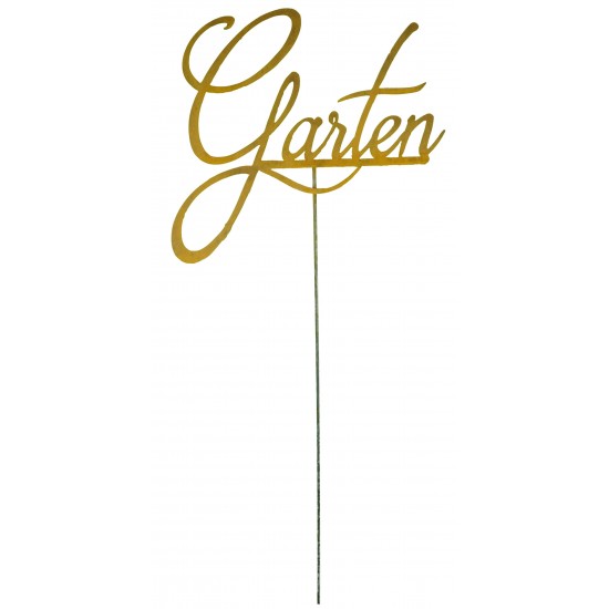 Schriftzug "Garten" auf Stab, 2mm Stahl H 45 cm - B 67 cm - Stab 120 cm