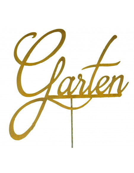 Schriftzug "Garten" auf Stab, 2mm Stahl H 45 cm - B 67 cm - Stab 120 cm