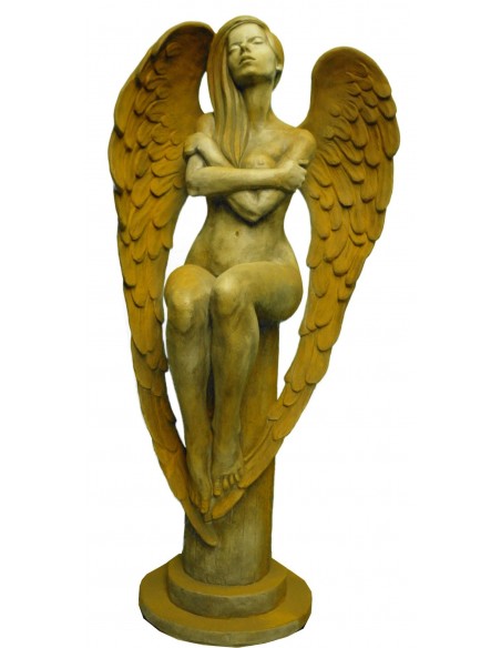 Steinguss Engel "ELOA" mit Rosteffekt, 168 cm hoch
