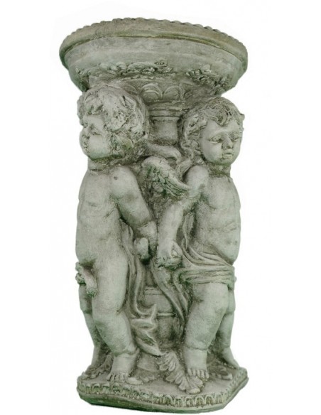 Steinguss Schale gestützt von 3 Engeln