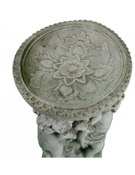 Steinguss Schale gestützt von 3 Engeln