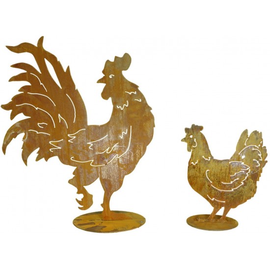 Henne mit Ausschnitten auf Platte groß - Höhe 30 cm - Breite 26 cm (Neue Variante) 