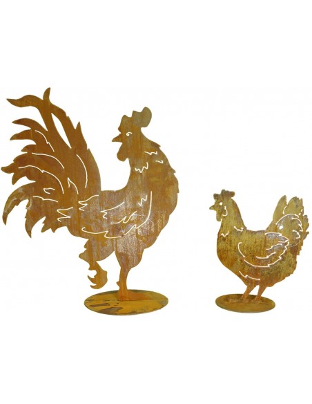 Henne mit Ausschnitten auf Platte groß - Höhe 30 cm - Breite 26 cm (Neue Variante) 