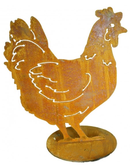 Henne mit Ausschnitten auf Platte groß - Höhe 30 cm - Breite 26 cm (Neue Variante) 