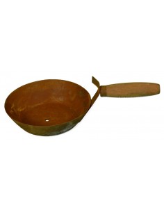 Deko Pfanne zum Bepflanzen mit Holzgriff, Durchmesser 17 cm - Bauerngarten Deko Idee