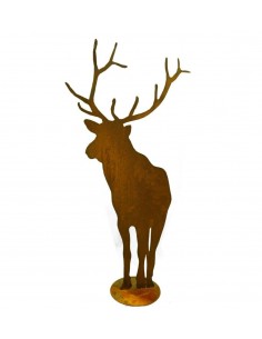 Edelrost Hirsch von vorne, 100cm hoch Breite 52cm, mit Platte