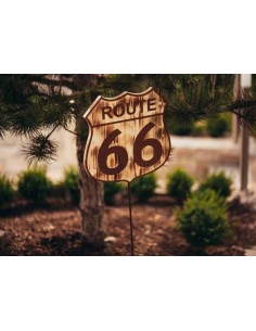 HOLZ-GARTENSTECKER „ROUTE 66“ 30 cm hoch (klein) mit Stab 100 cm 2