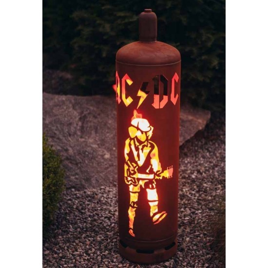 Feuertonne FEUERKORB GASFLASCHE „ACDC“ 128 cm hoch Ø 30 cm Garten Feuersäule