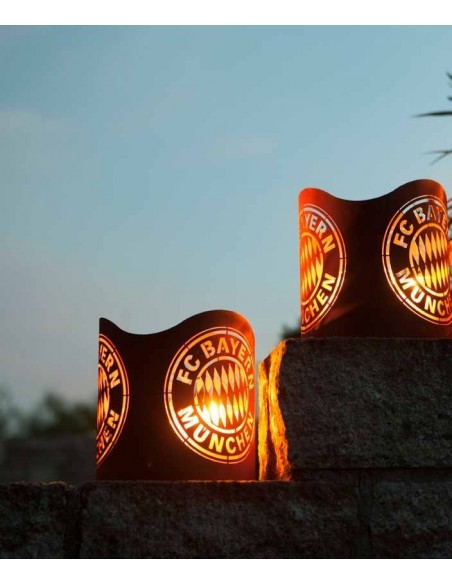 FC Bayern München FCB Windlicht Edelrost Metall Fanartikel Laterne Feuerkorb 
