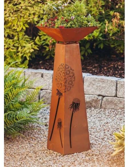 ROSTSÄULE „PUSTEBLUME“ Höhe 116 cm incl Schlale 44 x 44 cm
