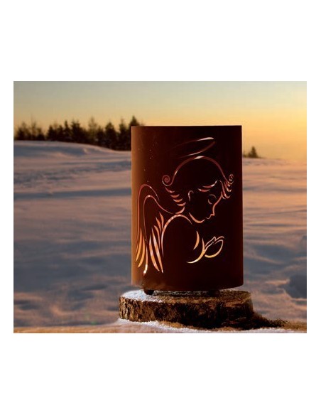 Windlicht Engel - Engelsflügel Kerzenhalter Windlicht betender Engel Edelrost  Höhe 39 cm Schönes betender Engel Windlicht aus M