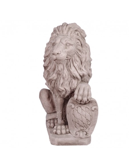 Steinguss - Sitzender Löwe mit Rautenschild rechts