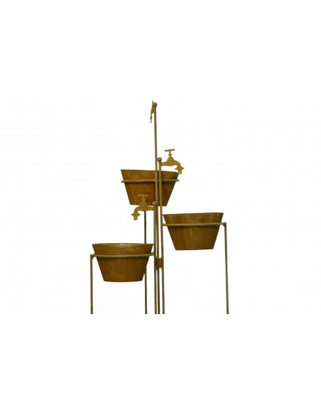 3 teilige Pflanztreppe mit Wasserhahn und Töpfen, Höhe 115 cm