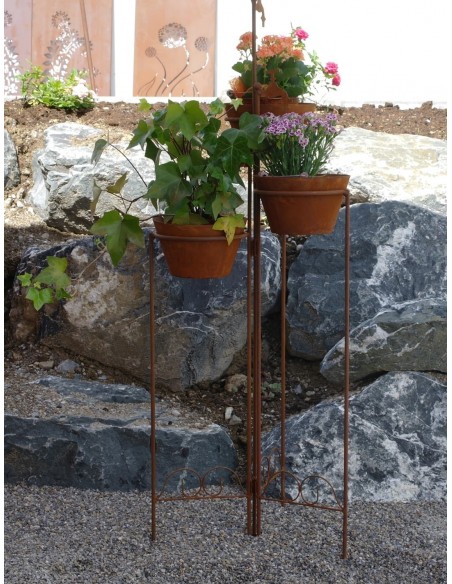 3 teilige Pflanztreppe mit Wasserhahn und Töpfen, Höhe 115 cm