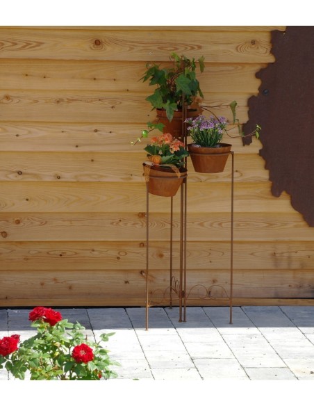 3 teilige Pflanztreppe mit Wasserhahn und Töpfen, Höhe 115 cm