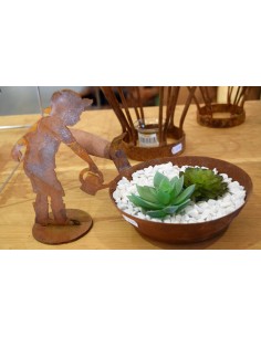 Deko Pfanne zum Bepflanzen mit Holzgriff, Durchmesser 17 cm - Bauerngarten Deko Idee 2