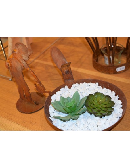 Deko Pfanne zum Bepflanzen mit Holzgriff, Durchmesser 17 cm - Bauerngarten Deko Idee Deko Pfanne zum Bepflanzen mit Holzgriff, Durchmesser 17 cm - Bauerngarten Deko Idee