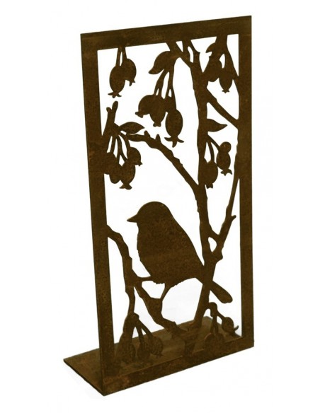 Deko Vogel aus Ast - Topfstecker aus Edelrost