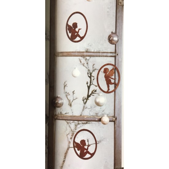 Putten im ovalen Rahmen aus Edelrost, 2er -Set, Höhen 16 cm