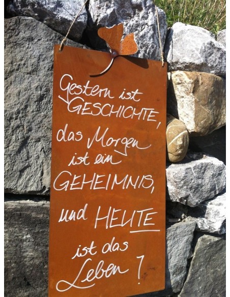 rostige Spruchtafeln Rostige Spruchtafel Gestern ist Geschichte, das