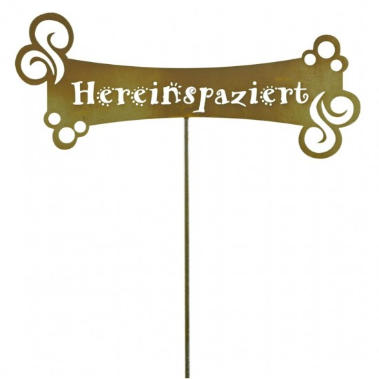Hereinspaziert Gartenstecker - 55 cm breit, Gesamthöhe 122 cm