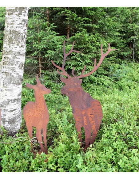 Hirsch-Silhouette von vorne auf Platte