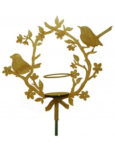 Vögel mit Blütenkranz, Gartendeko zum Stecken