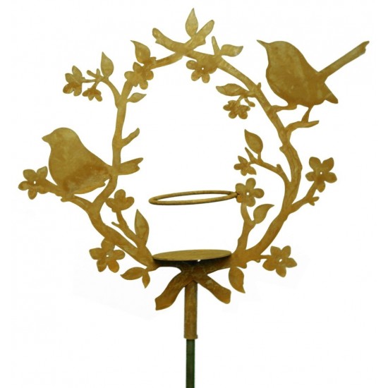 Vögel mit Blütenkranz, Gartendeko zum Stecken