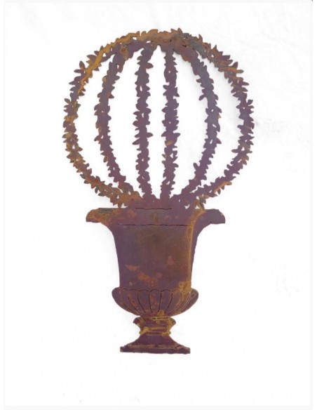 Amphore mit Efeukugel, auf Standplatte Edelrost