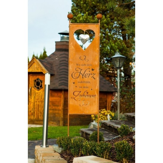 Gartendeko Rost: Wo sich dein Herz wohlfühlt ist dein Zuhause! Blechschild als Sichtschtzwand